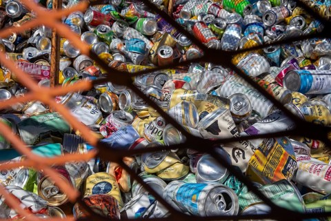 Cisco, Utah - Hundreds of aluminum drink cans are collected for recycling at the Cisco take-out on