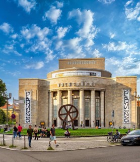 The Robber Wheel, metal sculpture and logo of Volksbühen Berlin, made in 1994 by Swiss sculptor