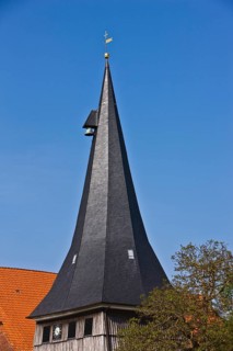 St. Matthias church in York, church consecration 300 years ago, bell tower, spire, slender
