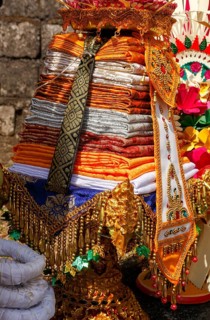 Sacrifices at a corpse cremation ceremony (Ngaben) in Ubud, Bali, Indonesia