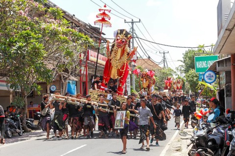 Combustion ceremony (Ngaben), preparation at the cremation site, Ubud, Bali, Indonesia