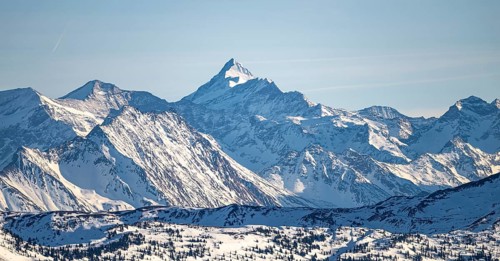 Grossglockner summit in winter, view from Hohe Salve, Tyrol, Austria