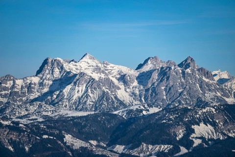 Peaks of the Lofer Mountains in winter, Hochbrixen, Brixen im Thale, Tyrol, Austria