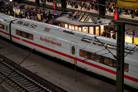 Interior view, on-board restaurant of an ICE, Intercity Express, RE, Regional Express, trains,