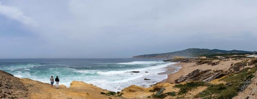 Praia da Cresmina, Fortaleza do Guincho in the background, today a 5 star hotel, Portugal