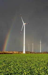 Königshovener Höhe onshore wind farm, on the A44 motorway near Bedburg, in front of the Jackerath