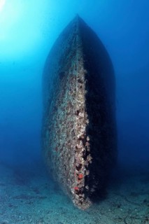 Hull, bow SS Turkia, wreck, shipwreck, British, steamship, sunk 17.05.1941, Second World War, from