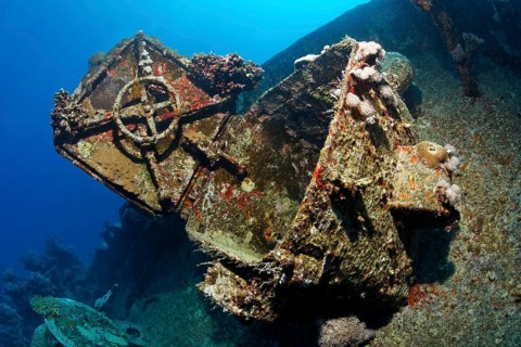 Open hatch on ship deck, MS Khanka, also known as Russian wreck, named SSV (Sudno Svyazyy) on the