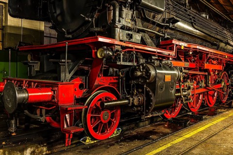 Historic steam locomotive owned by the Free State of Bavaria, Eisenbahnmuseum, Augsburg railway