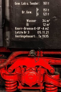 Technical data and suspension of a historic steam locomotive owned by the Free State of Bavaria,