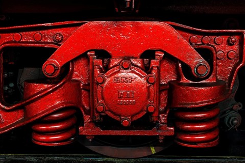 Suspension of a historic steam locomotive owned by the Free State of Bavaria, Eisenbahnmuseum,