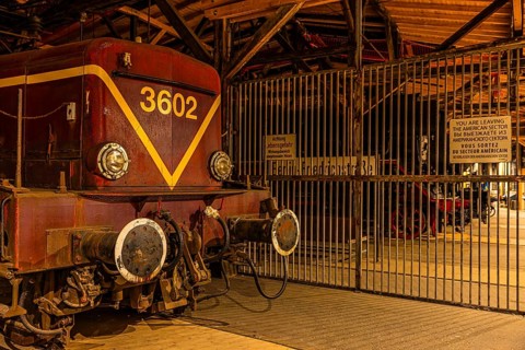 Historic electric locomotive 3602 of the 1st generation, replica of the former border crossing in