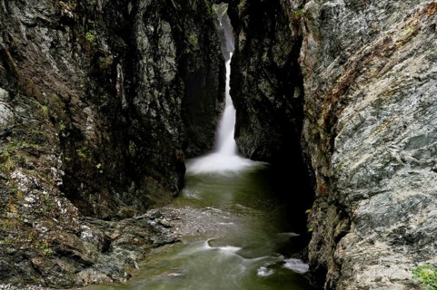 Small waterfall, Diosaz mountain river in the gorge, Gorges de la Diosaz, Les Houches,