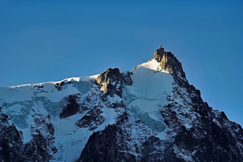 Aiguille du Midi in the evening light, Mont-Blanc, Chamonix-Mont-Blanc, Haute-Savoie, France