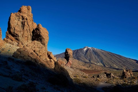 Impressive rocks in a rough volcanic landscape in sunny weather, UNESCO World Heritage Site, Teide