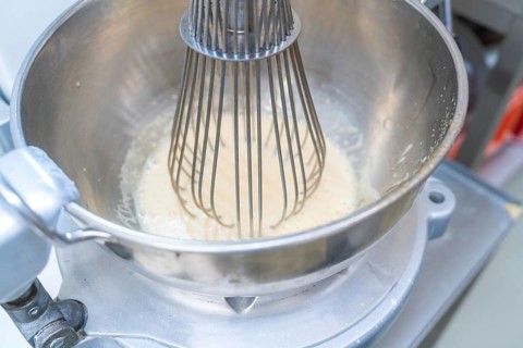 A metal mixing machine processes a light dough, Christmas baking, Haselstaller Hof, Wildberg,