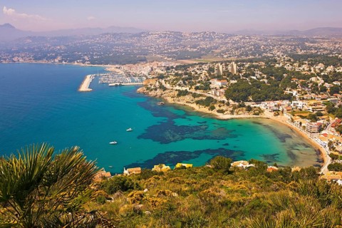 Top view, Playa El Portet, Moraira, Costa Blanca, Alicante, Spain