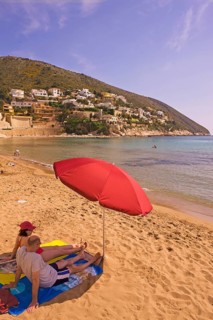 Sandy beach beach, Moraira, former fishing village pearl of the Costa Blanca Valencia Spain