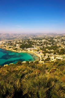 Top view, green vegetation, bay, Moraira, Costa Blanca, Spain