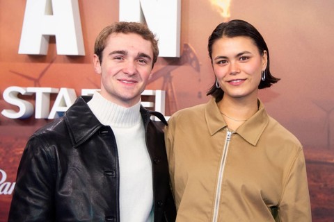 Luis Vorbach and Tomomi Themann, LANDMAN, red carpet for the European premiere of the 2nd season of