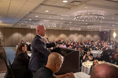 Chicago, Illinois - Teamsters President Sean O'Brien speaks at the 50th anniversary convention of