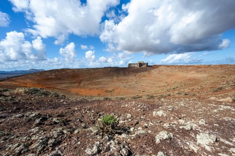 Castillo de Santa Bárbara on the Montaña Guanapay volcanic crater, Lanzarote, Canary Islands, Spain