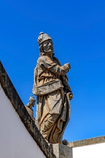One of the twelve biblical prophets sculpted by Aleijadinho, displayed at the Bom Jesus de