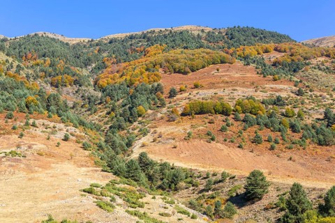 Mountain landscape Guarrinza - La Mina, Aragon Subordan river valley, Parque Natural Valles