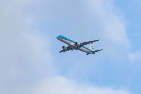 Embraer ERJ-190 jet passenger aircraft of Royal Dutch KLM cityhopper airlines in flight on approach