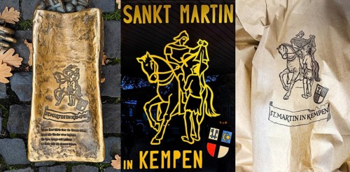 Martin bag of the sculpture entitled Saint Martin in Kempen by Michael Franke, poster and real