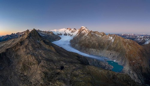 Rhone glacier with surrounding mountains, Obergoms, Valais, Switzerland