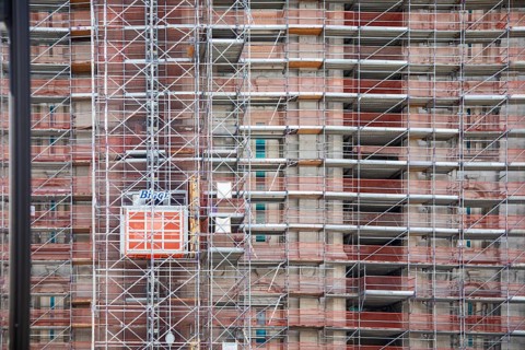 Salt Lake City, Utah - Scaffolding surrounds the Church of Jesus Christ of Latter-Day Saints' Salt