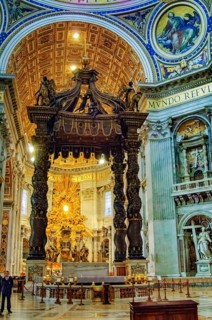 Canopy canopy ciborium by Gian Giovanni Lorenzo Bernini over Peter's tomb and papal altar in St.