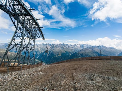Scenic view from the mountain station of the Gaislachkogel cable car on the Gaislachkogel in the