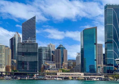 Australia Sydney downtown skyline panorama and financial business center cityscape