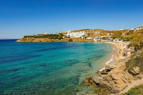Agios Stefanos, Mykonos, Cyclades, Greece - Agios Stefanos, small town with sandy beach, apartments