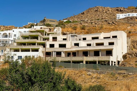 Agios Stefanos, Mykonos, Cyclades, Greece - construction boom, apartment houses in Agios Stefanos,