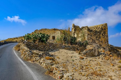 Ano Mera, Mykonos, Cyclades, Greece - Gyzi ruins, castle ruins from the 13th century by the