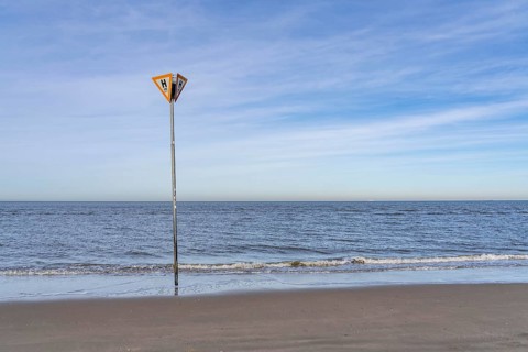 East Frisian North Sea island of Spiekeroog, Wadden Sea National Park, in winter, SOS, emergency