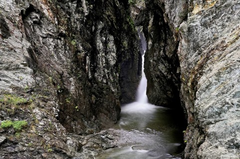 Small waterfall, Diosaz mountain river in the gorge, Gorges de la Diosaz, Les Houches,