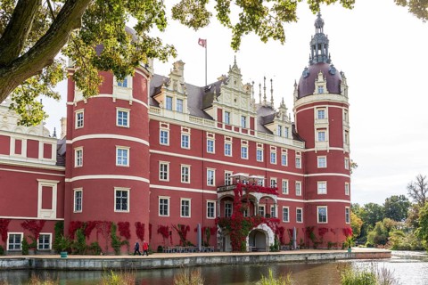 New Muskau Castle, Muskauer Park, UNESCO World Heritage Site, Bad Muskau, Upper Lusatia, Saxony,
