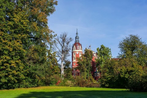 Muskau Castle, Muskauer Park, UNESCO World Heritage Site, Bad Muskau, Upper Lusatia, Saxony,