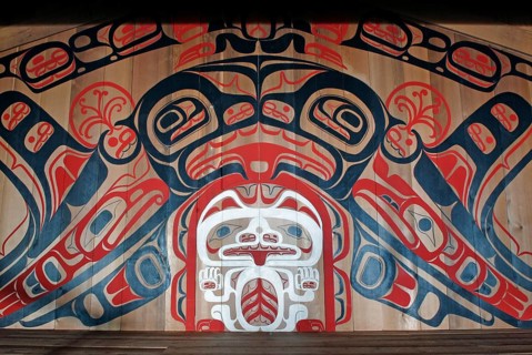White Grizzly Wall Mural, Community Center, First Nation Village of the Gitga'ata Tribe, Tsimshian,