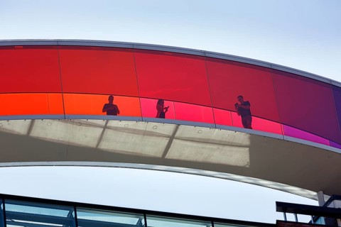 Colourful art installation Your Rainbow Panorama, artist Olafur Eliasson, ARoS, Aarhus art museum