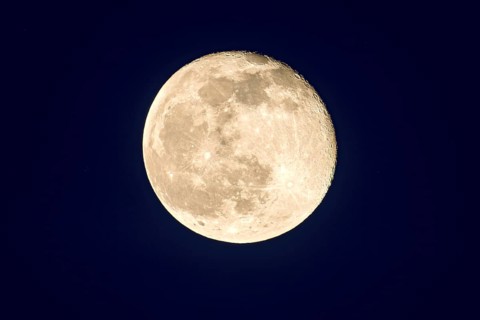 One day waning crescent after full moon, cold moon on New Year's Eve 2020, Freising, Upper Bavaria,
