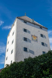 Franzmühle, Fassade mit Sonnenuhr, Bad Tölz, Upper Bavaria, Bavaria, Germany