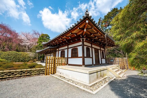 Ryoan-ji temple buildings, Zen Buddhist temple complex, in spring, Kyoto, Japan