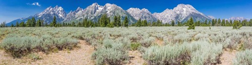Majestic grand tetons range panorama landscape