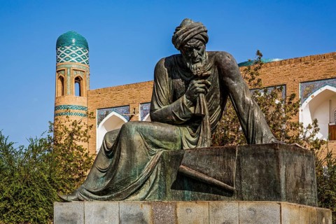 Statue of Al Horezmi, inventor of algebra, Khiva, Uzbekistan