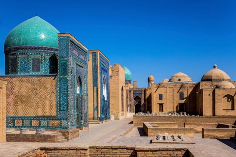 Shohizinda, burial road from 11 mausoleums, Samarkand, Uzbekistan